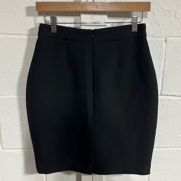 H&M Black High Waisted Pencil Skirt With Gold Button Details Size 4 - Picture 5 of 5